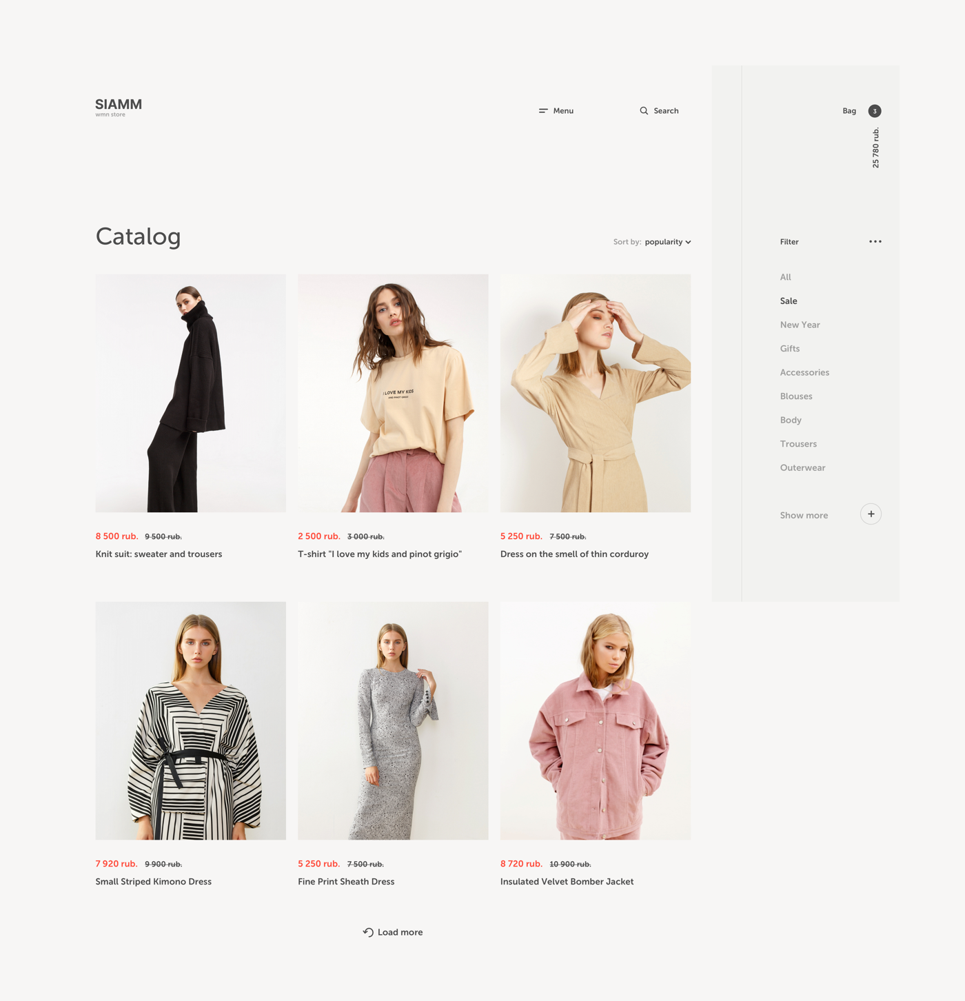 Clothing design Web simple Minimalism store e-commerce things Web Design 