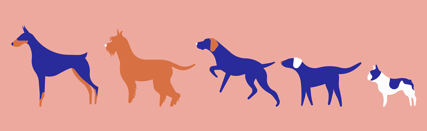 Adobe Portfolio dog dogs puppy ILLUSTRATION  Electric Blue Drawing  pattern