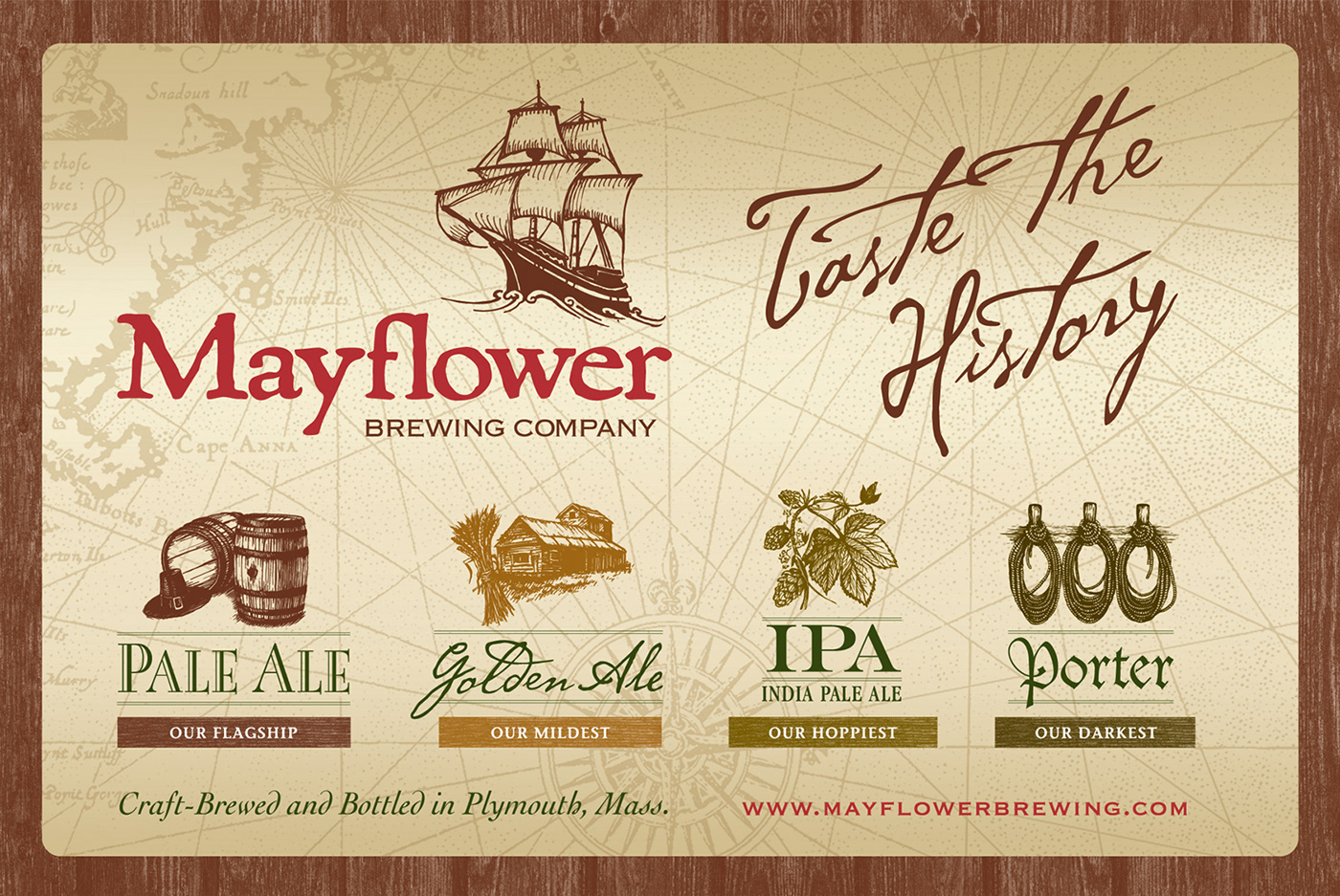 mayflower Pilgrims history Retail brand identity Brand System beer Microbrewery Plymouth bottles 6-pack brewery