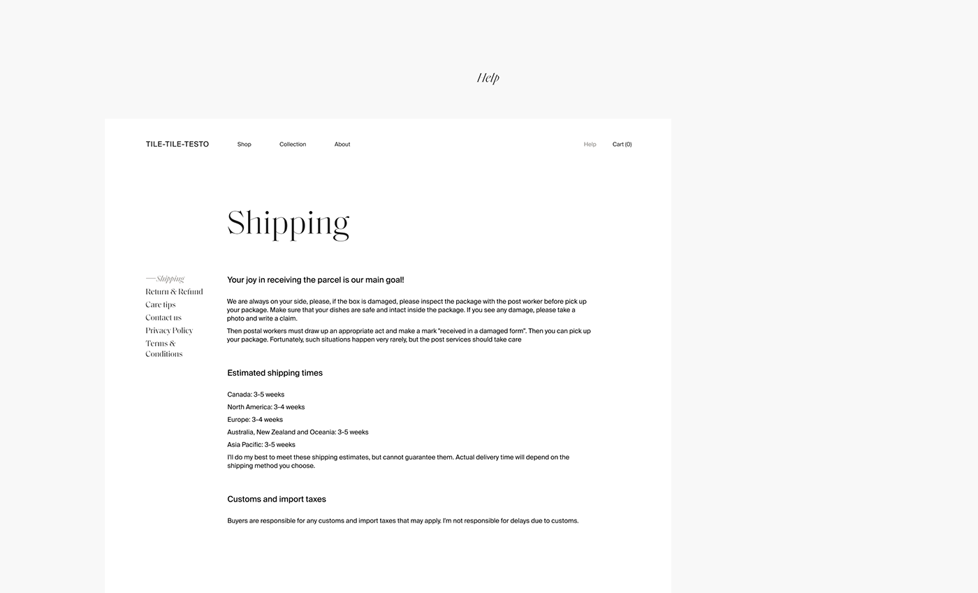 concept e-commerce inspiration online store shop UI UI/UX Webdesign ceramic