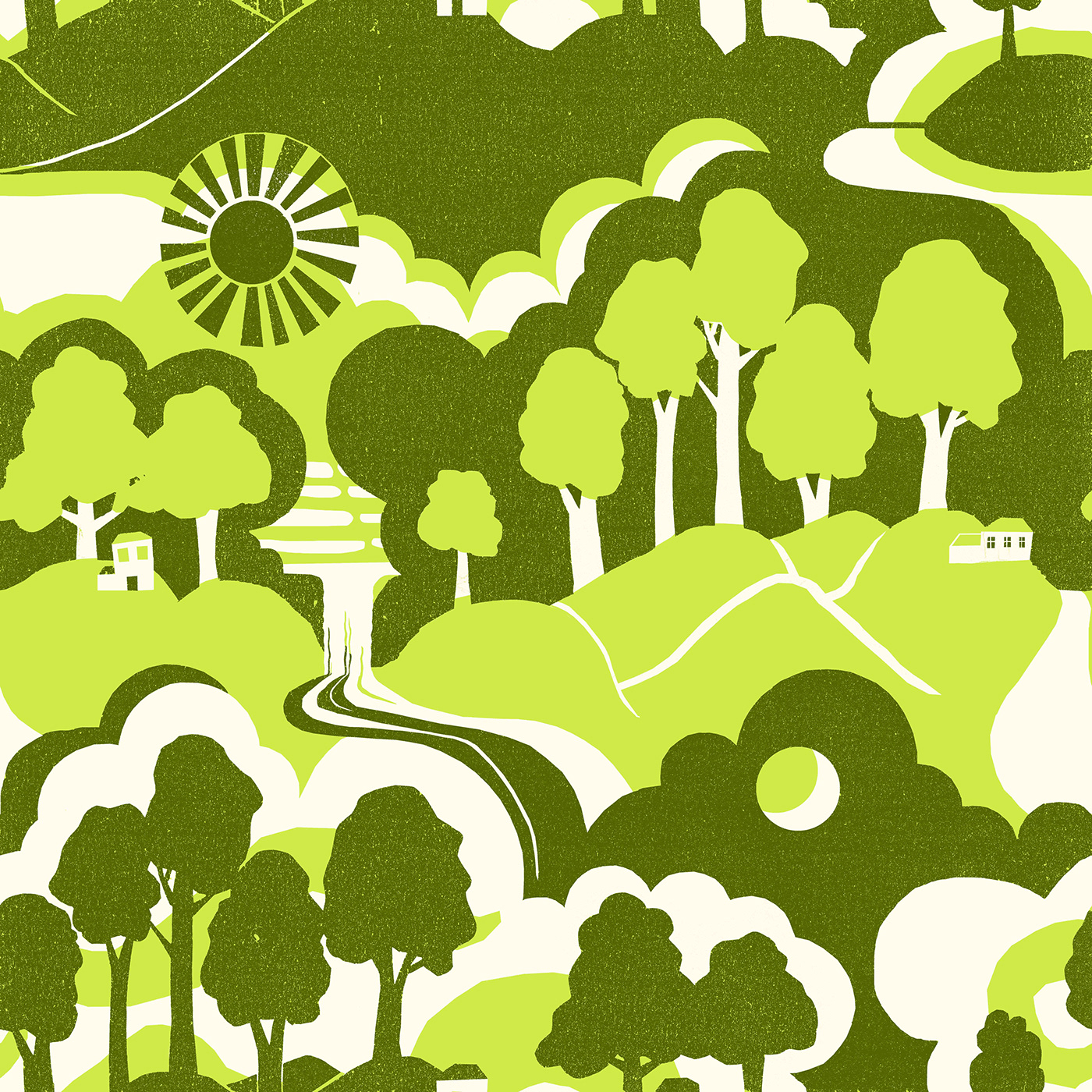 natural Nature trees hills river Sun forest rural cut paper