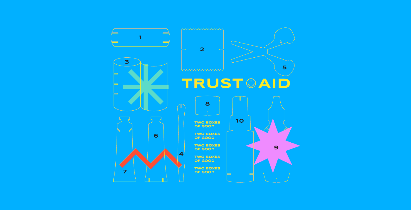 first aid kit branding  Packaging colorful graphic design 