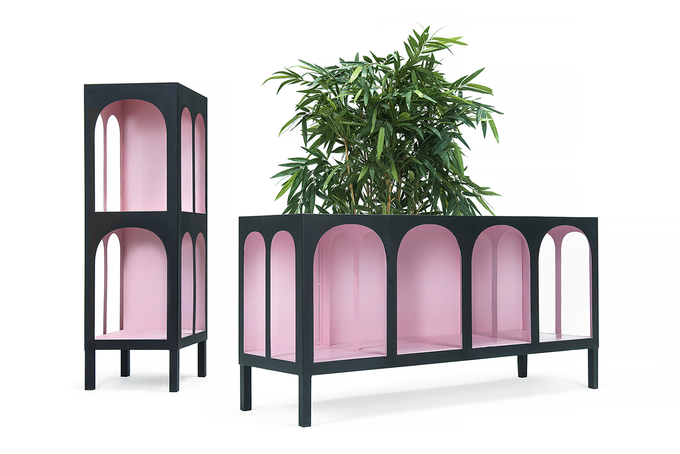 furniture bookcase Unit Plant plants pink metal arch