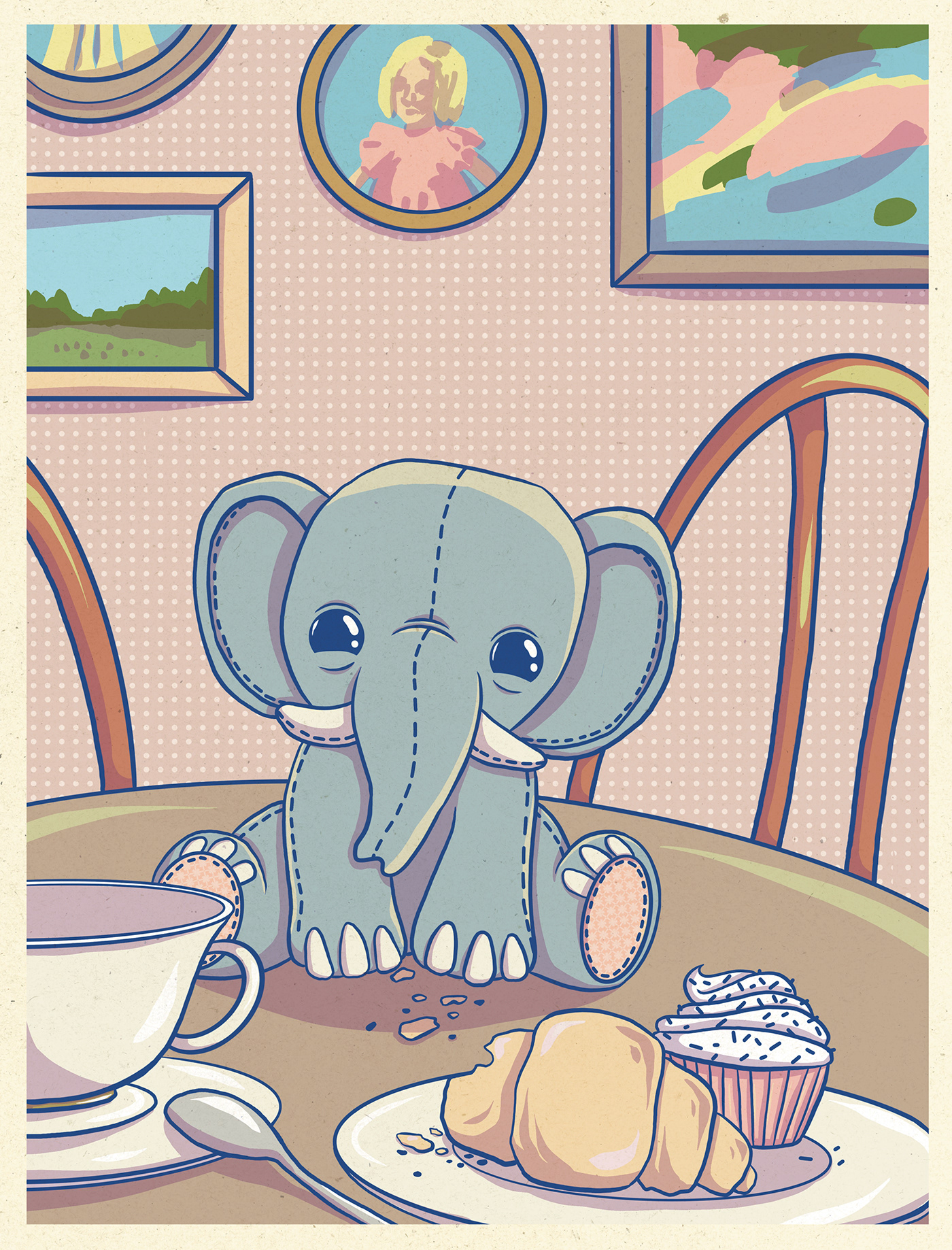 elephant ILLUSTRATION  elephant illustration children illustration Digital Art  Character design  france eiffel tower Paris elephant toy
