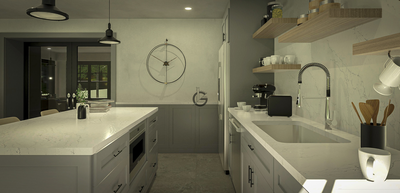interior design  Render visualization archviz SketchUP grey chief architect kitchen design architecture basement