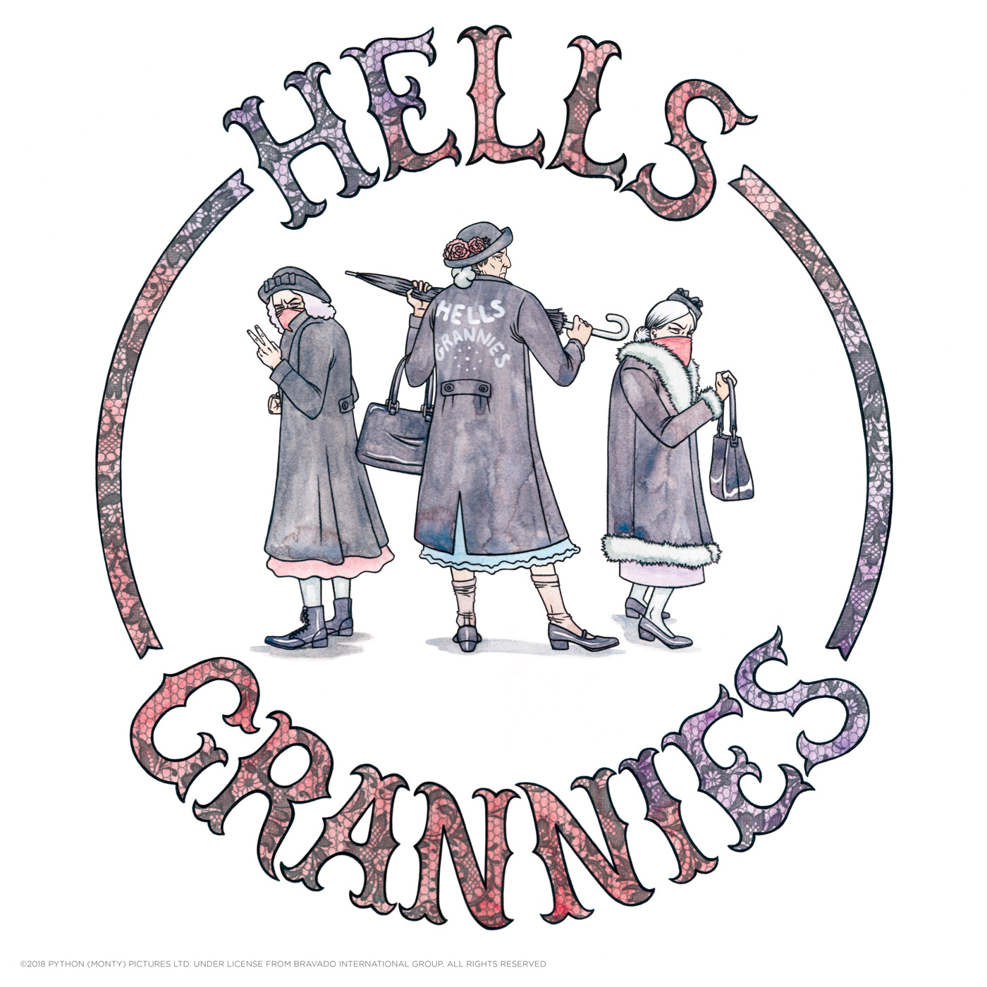 monty python comedy  Hells Grannies Cartooning  lettering british humor gallery 1988 pop culture