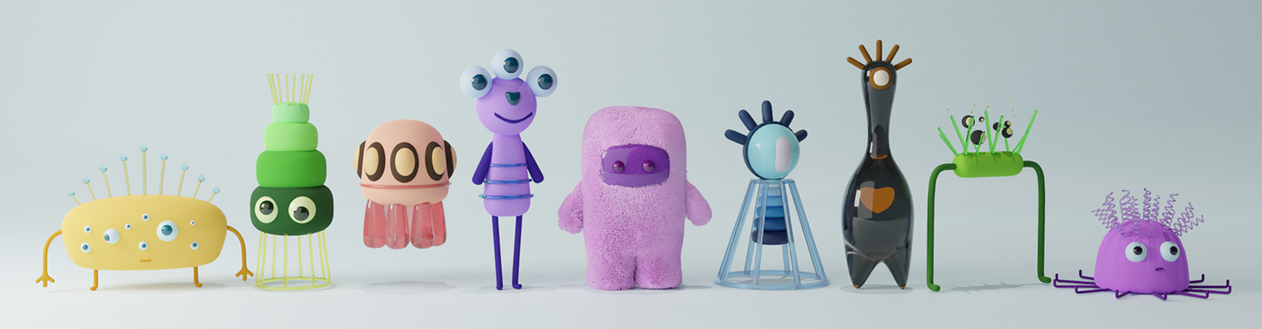 3D blender Character Character design  cute monsters Render