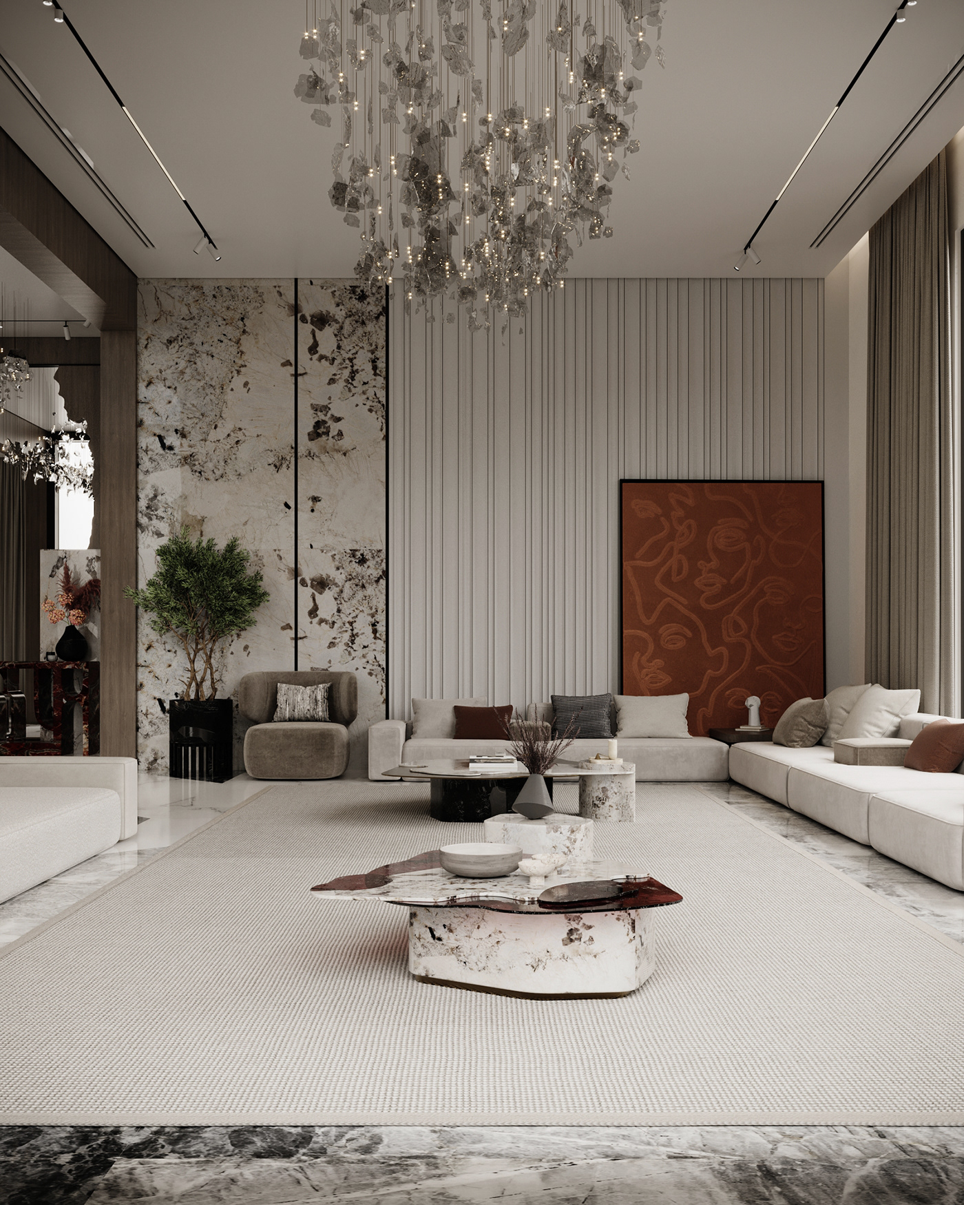 architecture visualization corona wood entrance design Marble luxury contemporary minimal