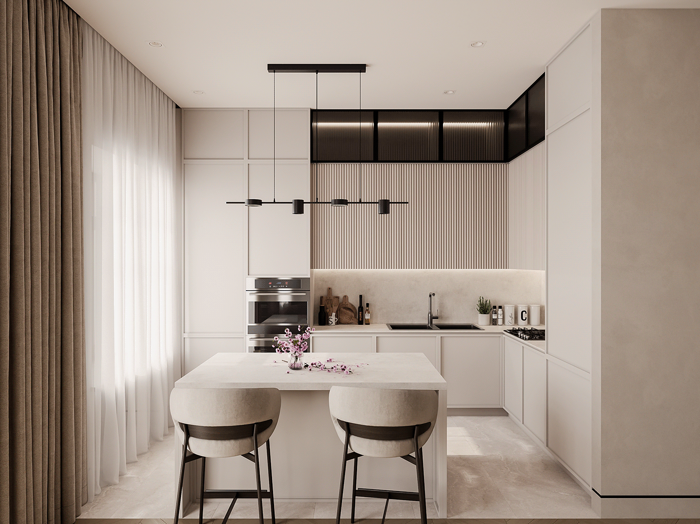 interior design  visualization 3ds max corona archviz apartment living room Interior kitchen corridor