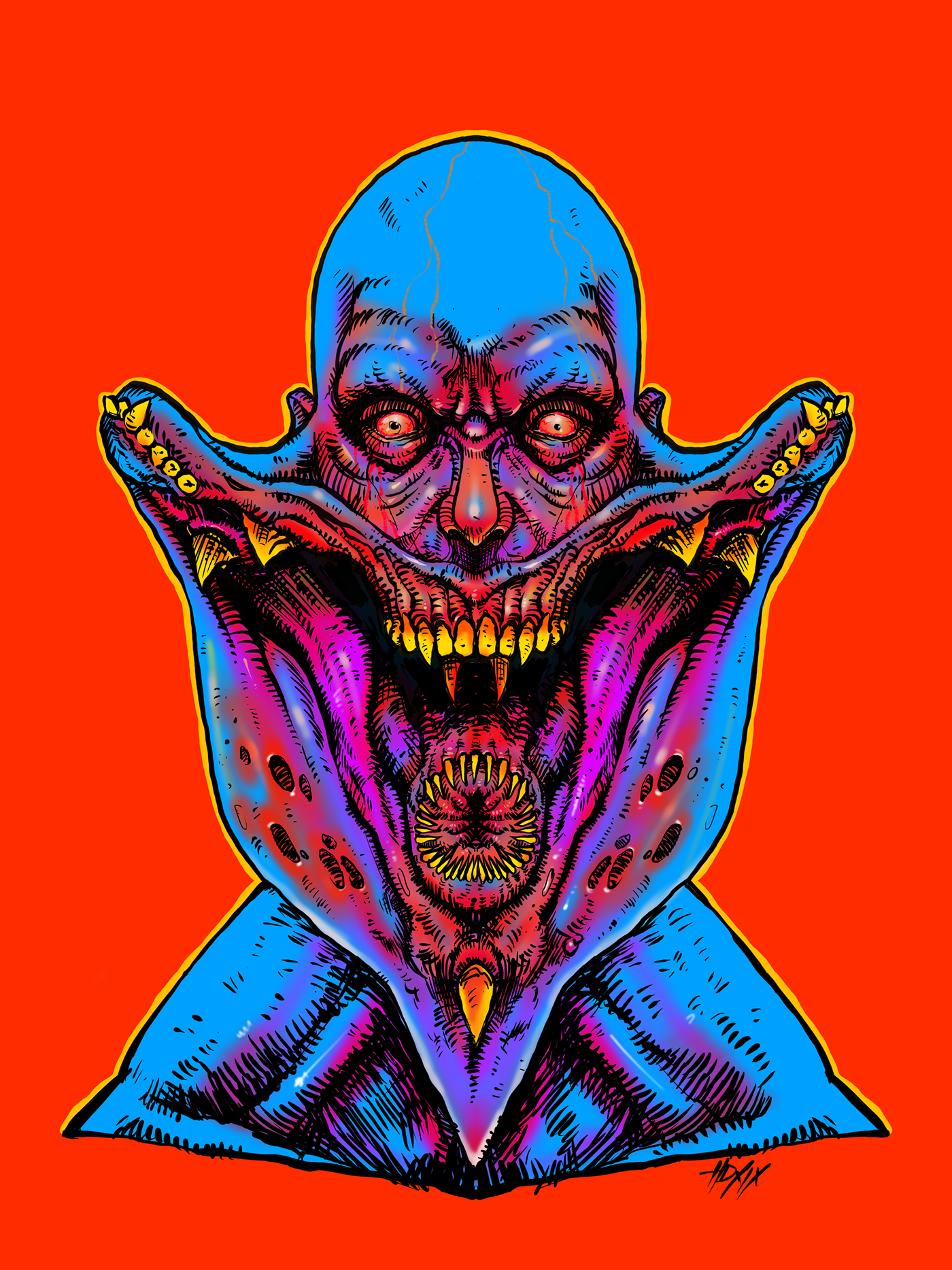 humandefect ILLUSTRATION  neon colors grim reaper