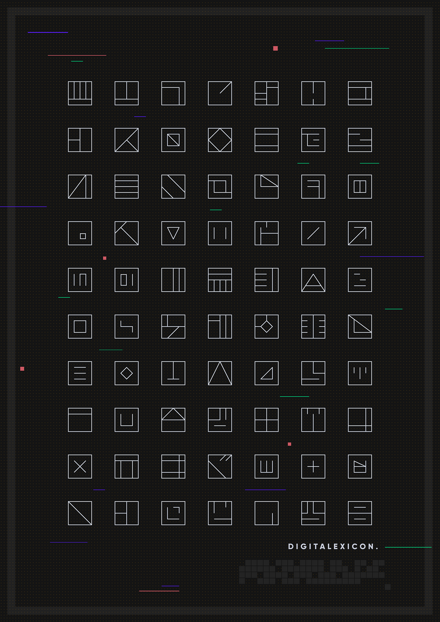 grid square shape lines dots lexicon alphabet print animation 