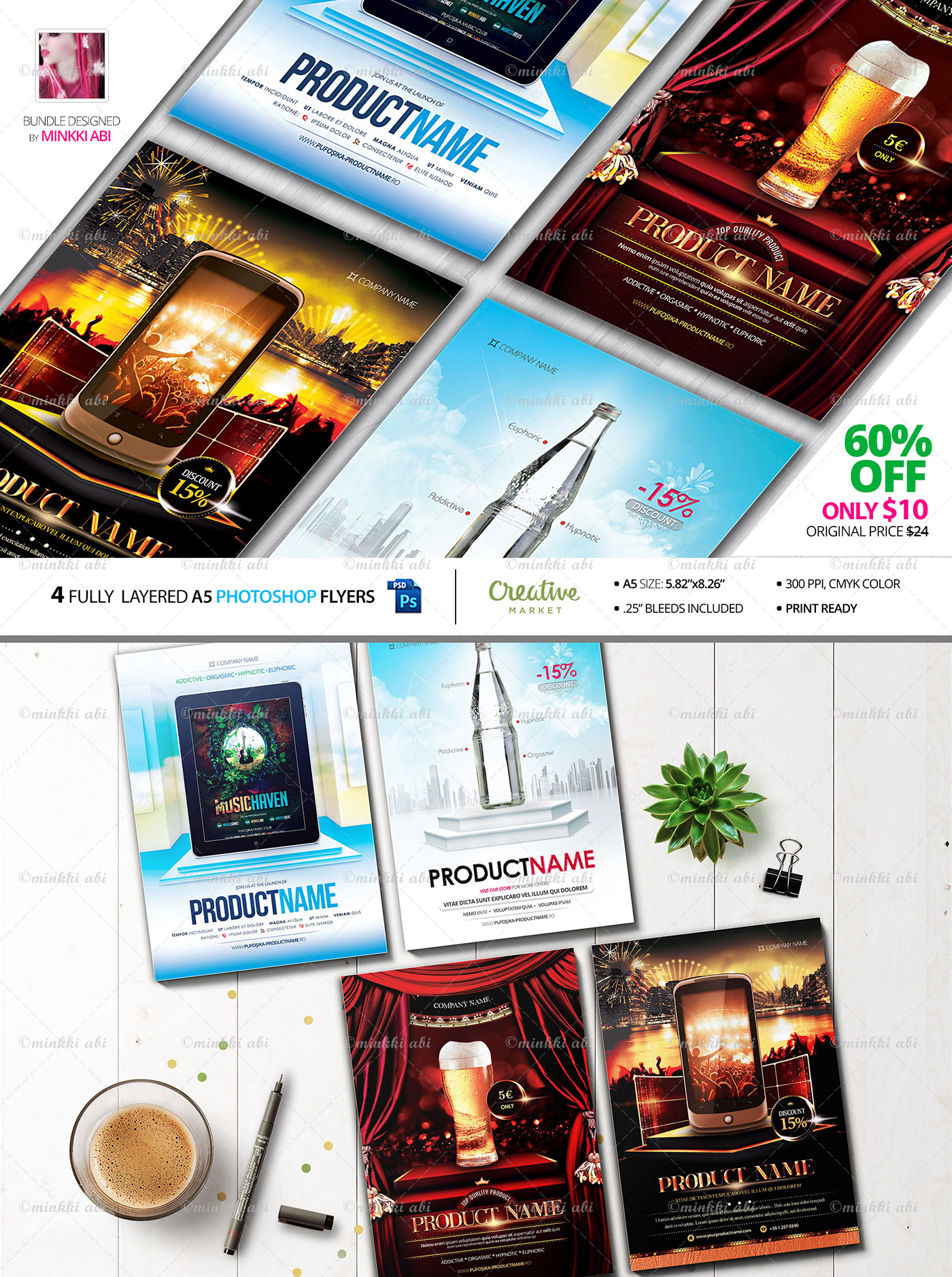 products promotion flyers drink promotions drinks ad advertising template clean advertise cocktails promo posters presentation flyer beer bottles TV Phone Tablet iPad podium crowd stage stages
