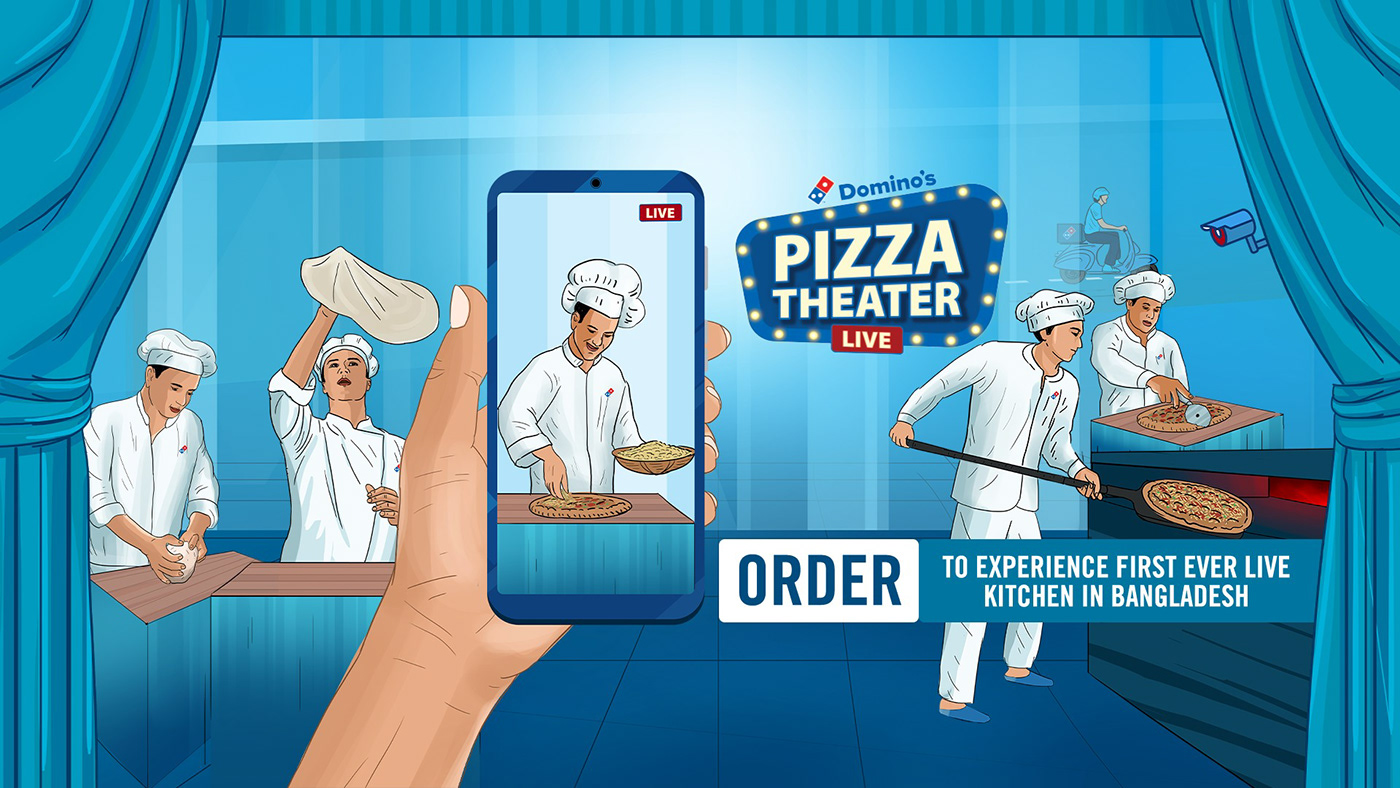 Advertising  Domino's Domino's Pizza Fast food live Packaging Pizza pizza box Social media post theater 