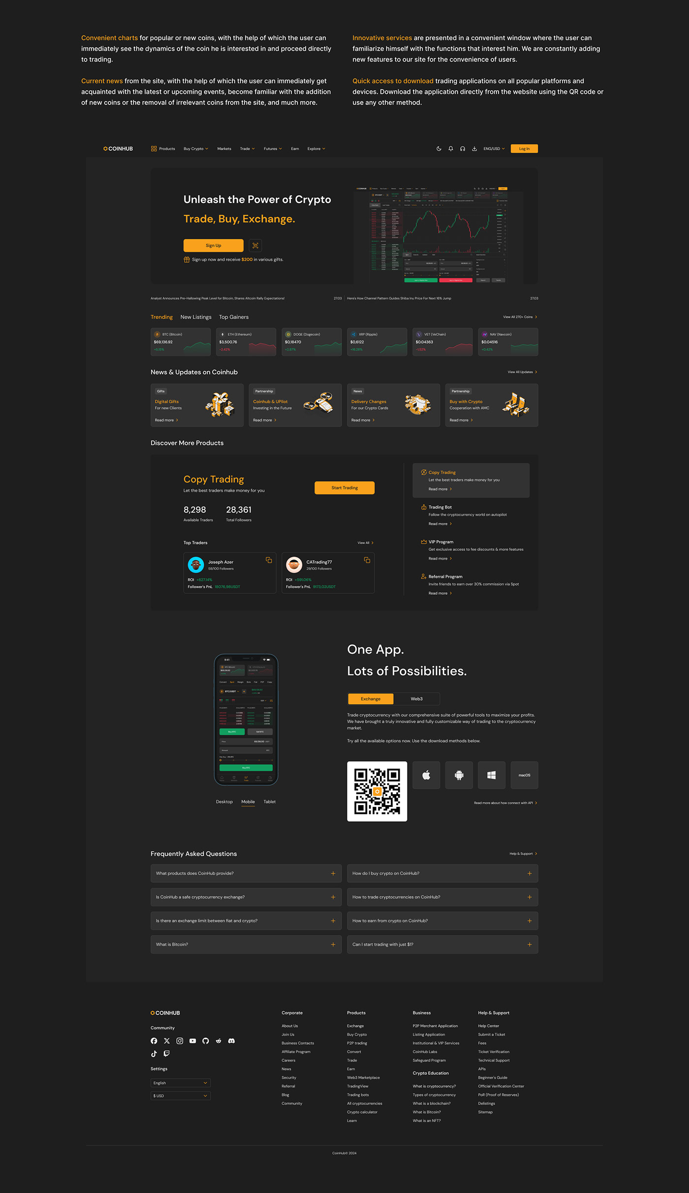 crypto ui design UX design Website Design