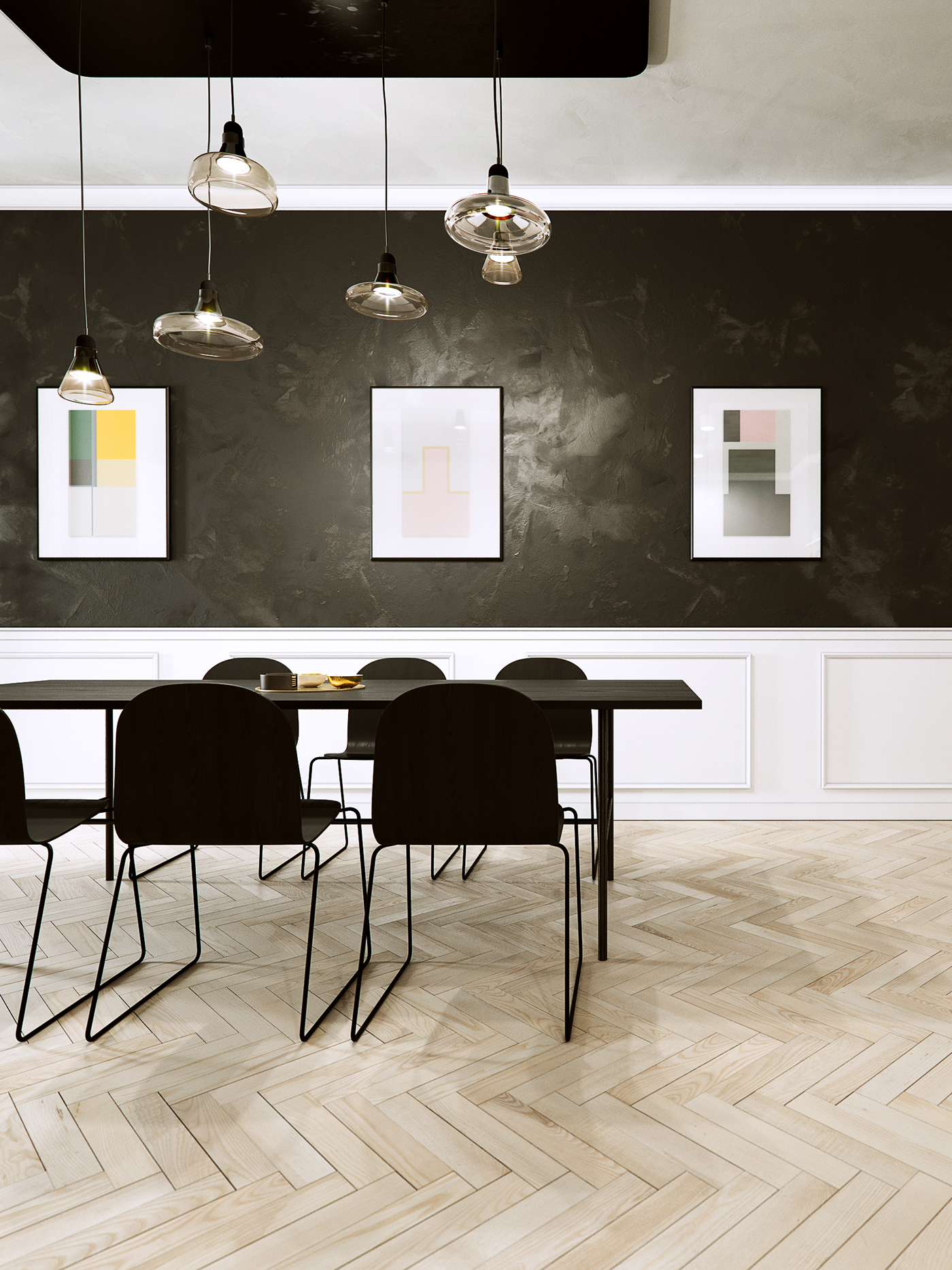visualization visualisation interior design  bedroom living room kitchen black White