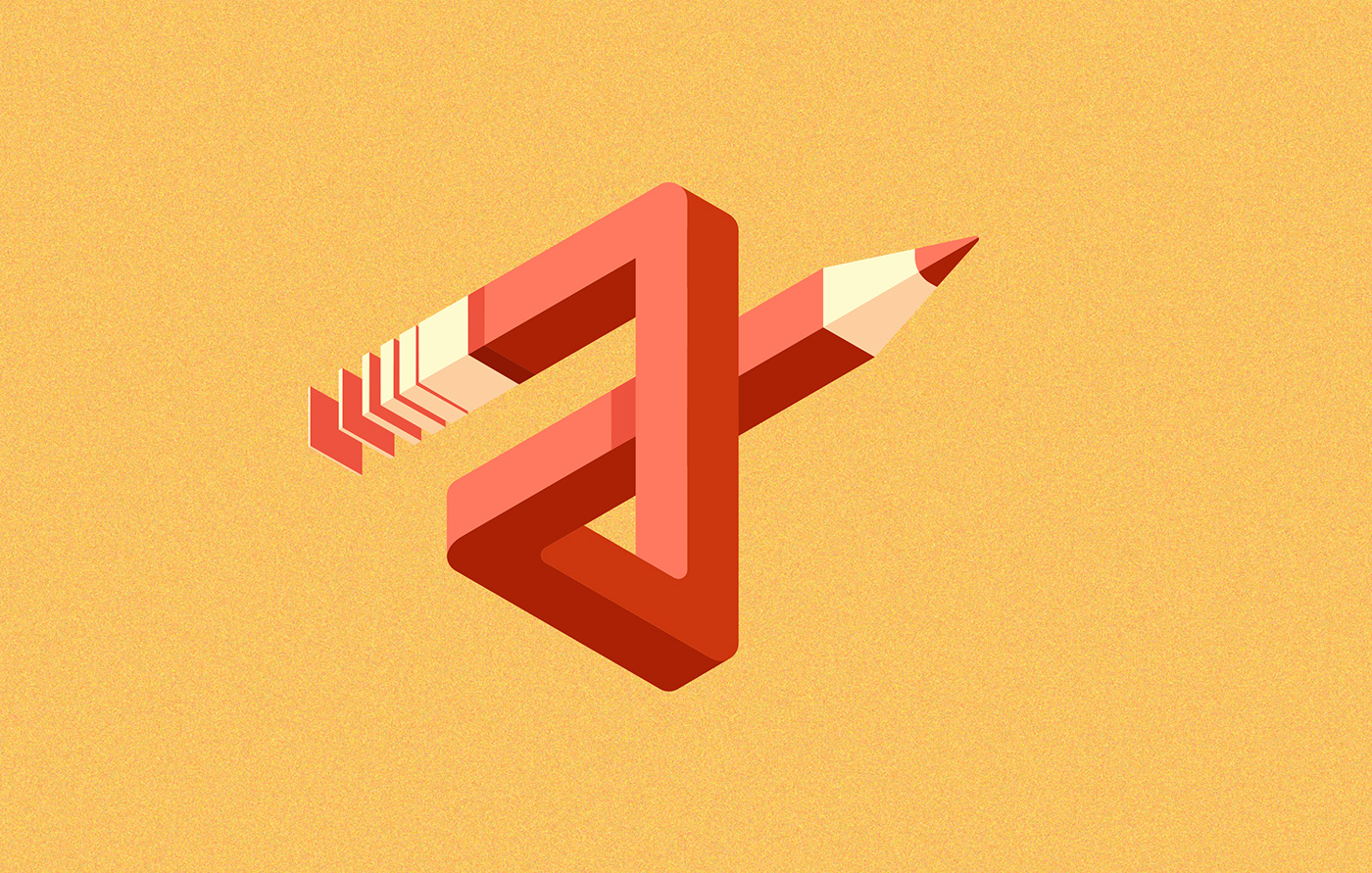 impossible perspective - pencil - isometric perspective - vector illustration