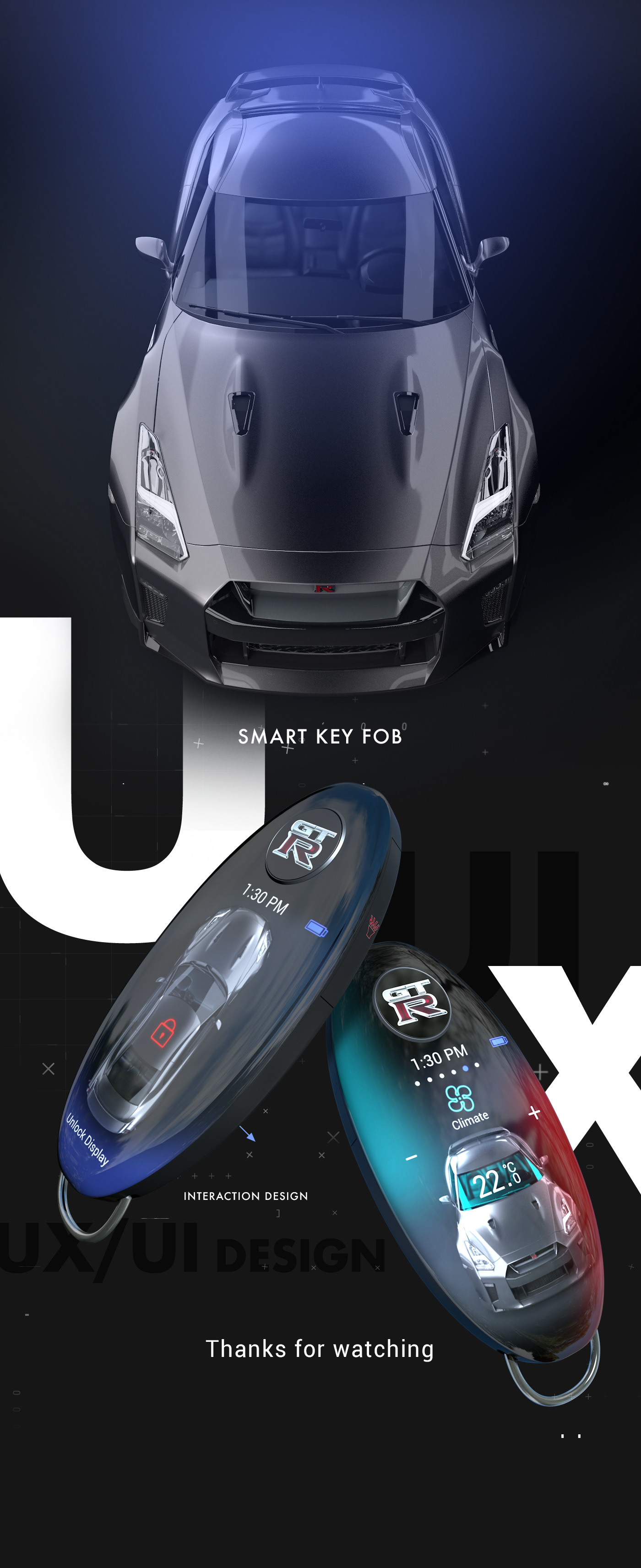 ux UI Interaction design  motion smart key user interface Wearable wireless key fob car