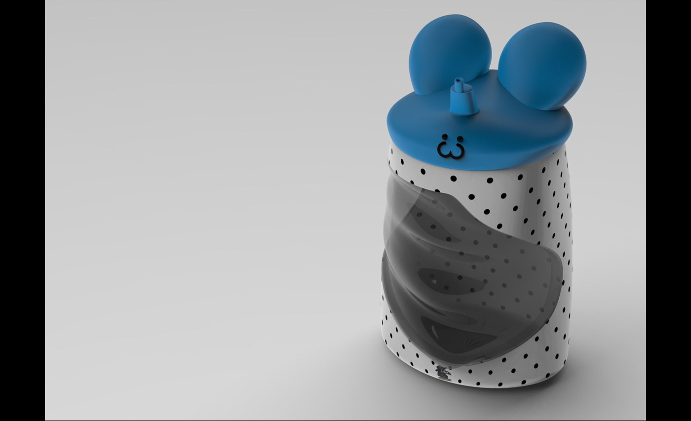 cartoon bottle design Thermo design industrial 3D Render de produto