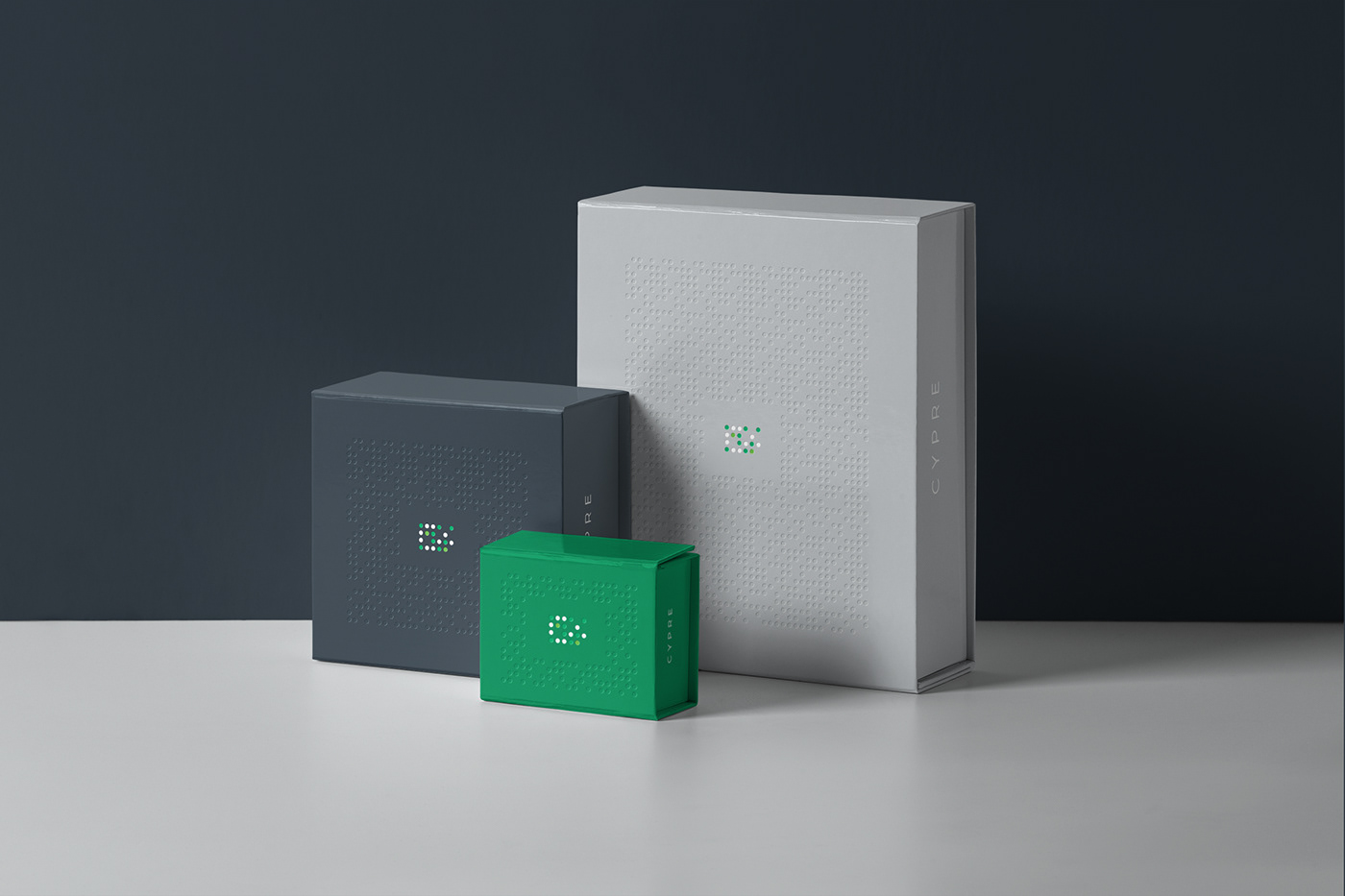 branding  green grey 3D corporate identity logo mark print tech