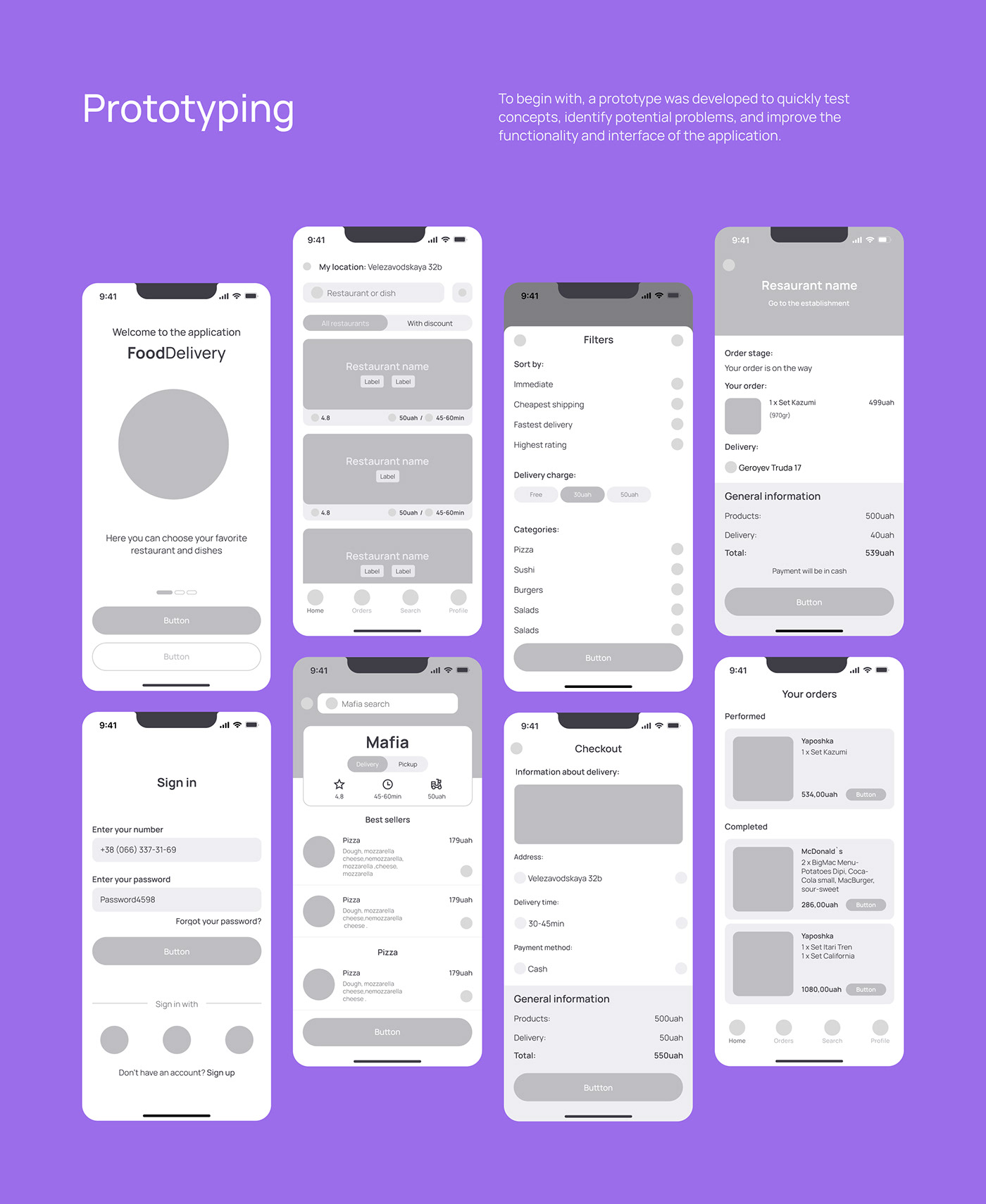 food delivery delivery UI/UX user interface user experience Figma Mobile app application app design