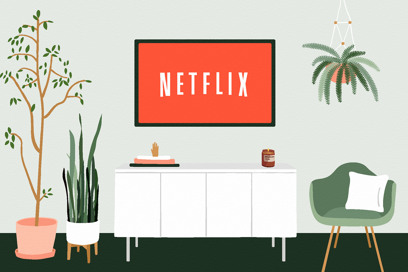Netflix Apartment Therapy plants interior design  chill Digital Art  ILLUSTRATION  editorial art
