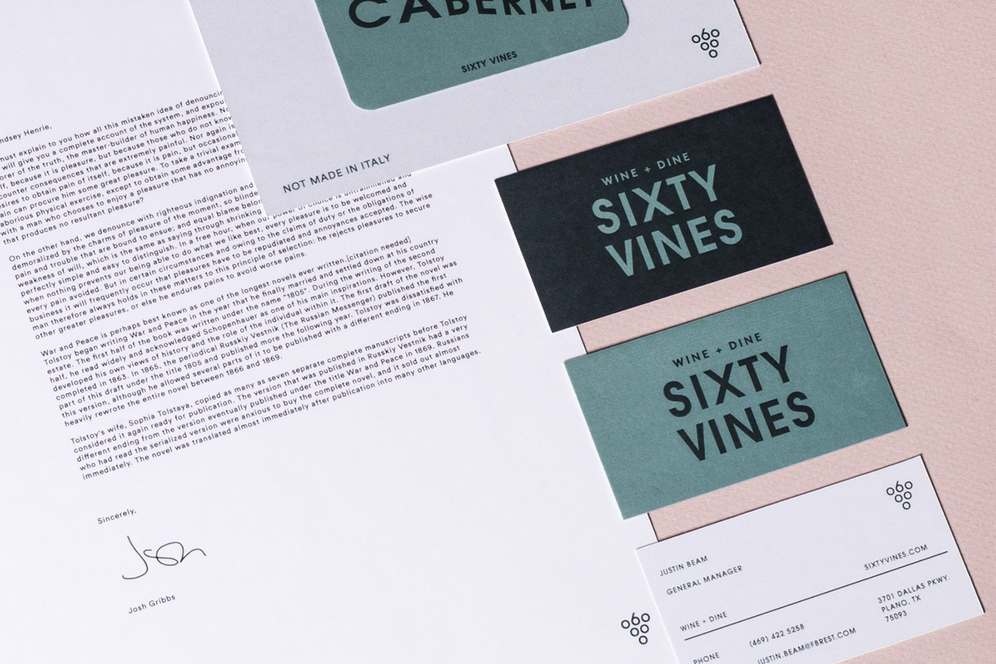 branding  identity brand identity restaurant Restaurant Identity Restaurant Branding wine Tractorbeam Sixty Vines graphic design 