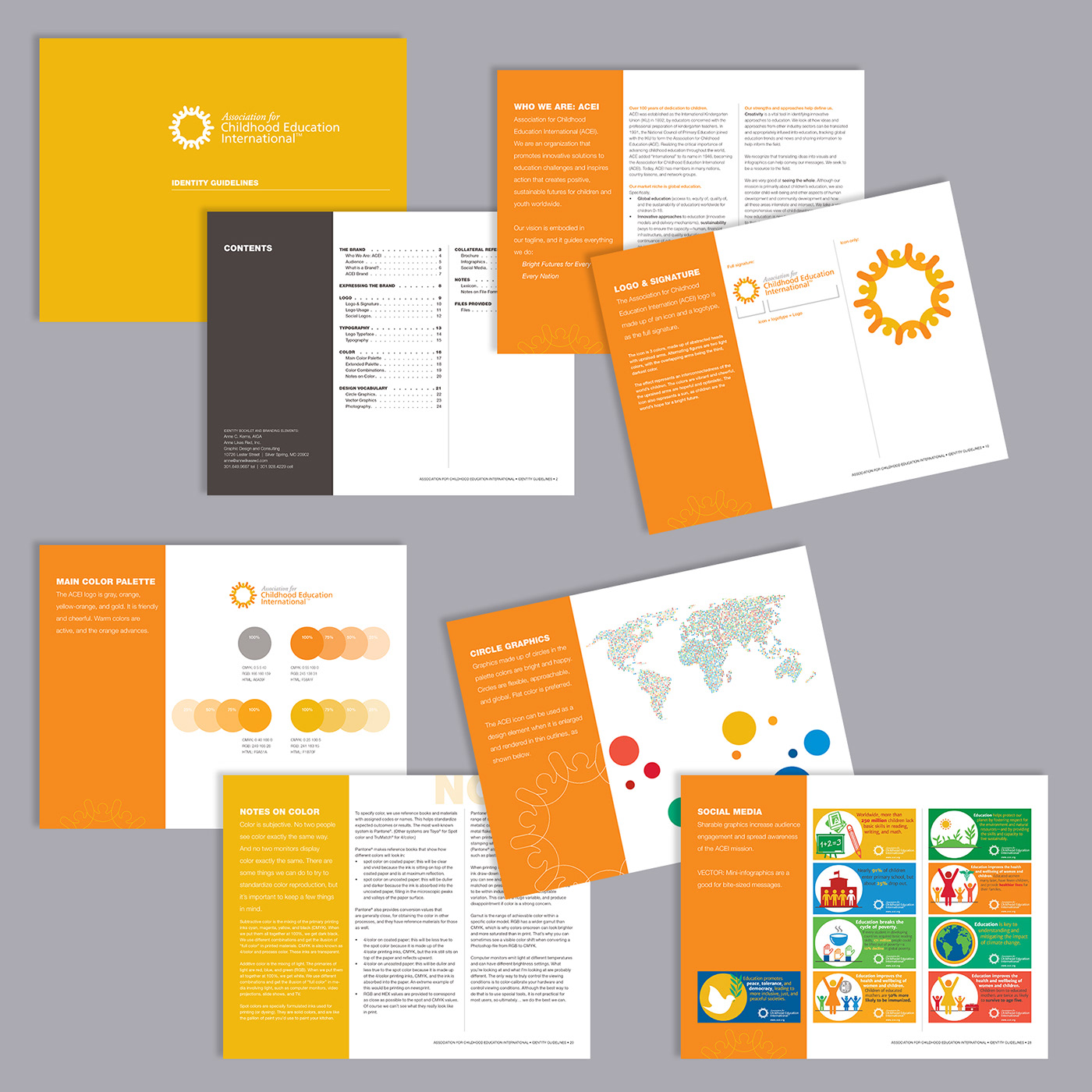 Education associations nonprofit brochure folder identity manual Social Graphics Branding design social media Marketing collateral