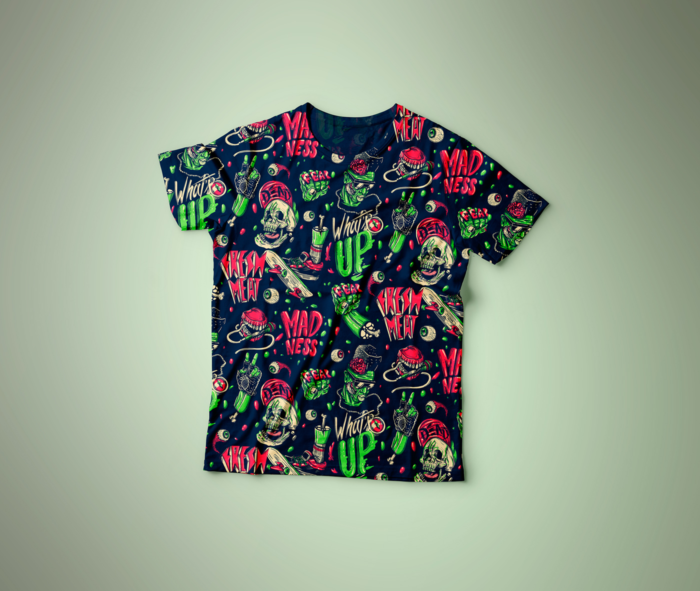 pattern textile drawings 80s rap skate zombies hip hop