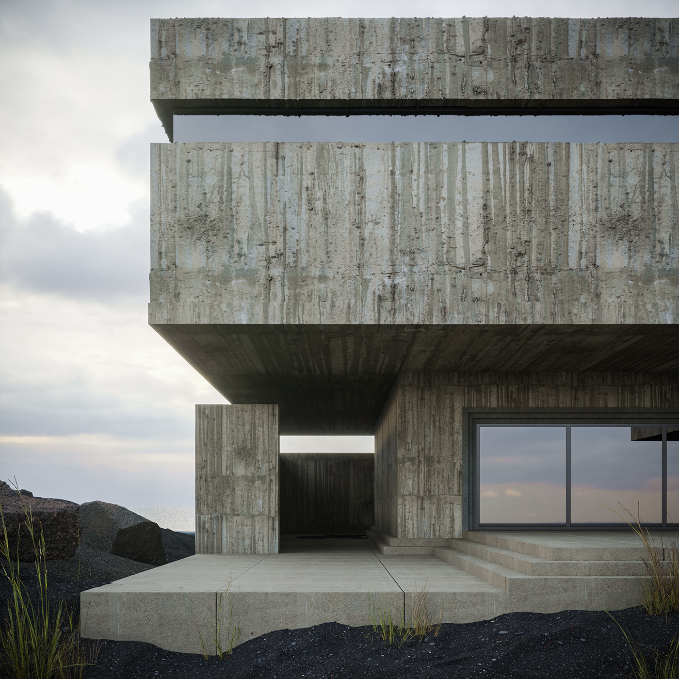 architecture beach brutal concrete Interior narrative Render rough skeptic visual