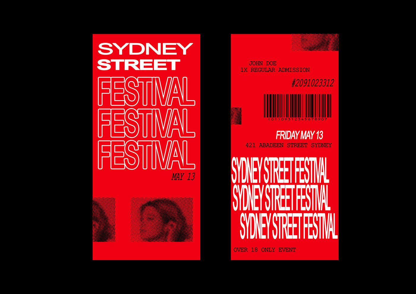 festival Event tickets design marketing   branding  poster print grunge red