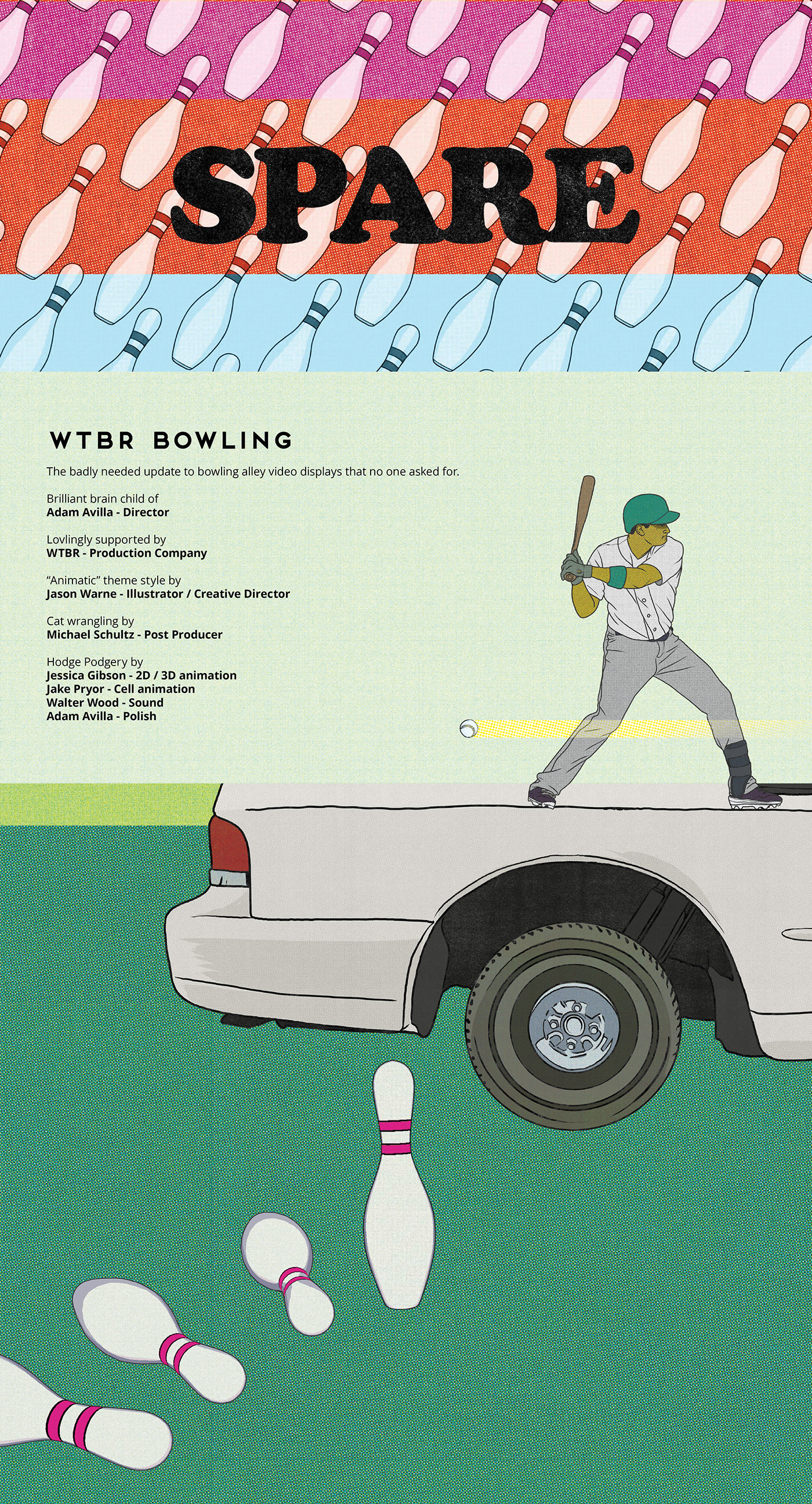 2D Animation after effects bowling bowling alley ILLUSTRATION  photoshop puns