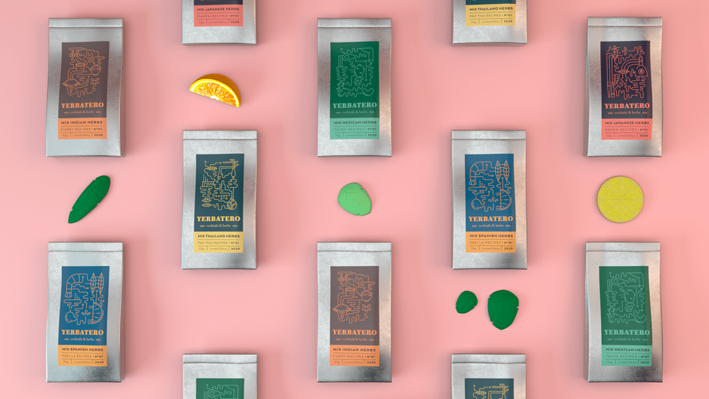 branding  cokctails design geometric graphic design  identity ILLUSTRATION  Packaging spices take away