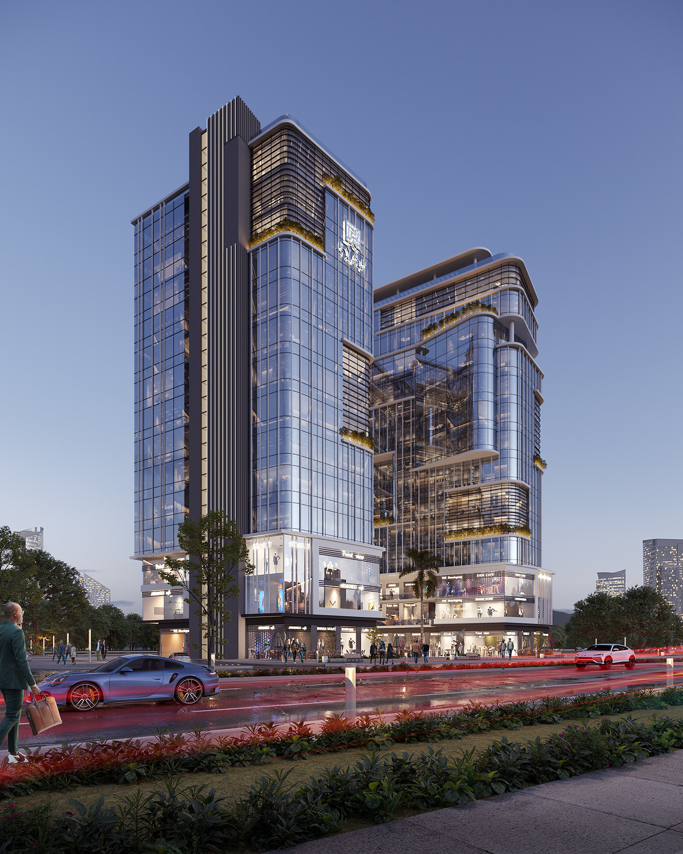 admin architecture building commercial exterior mixed use Render tower visualization