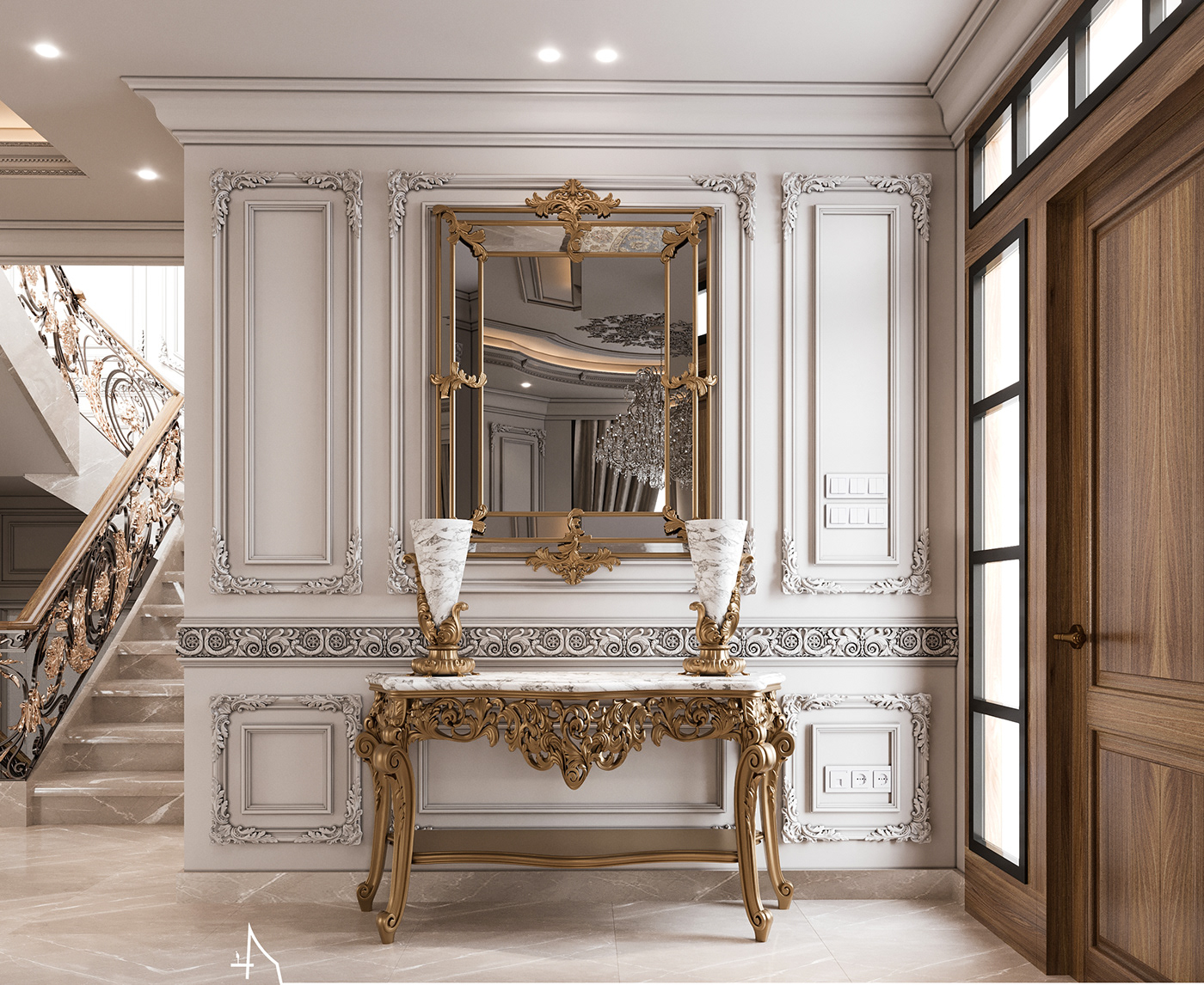Classic interior design  luxury Interior design home decor architecture archviz reception cairo