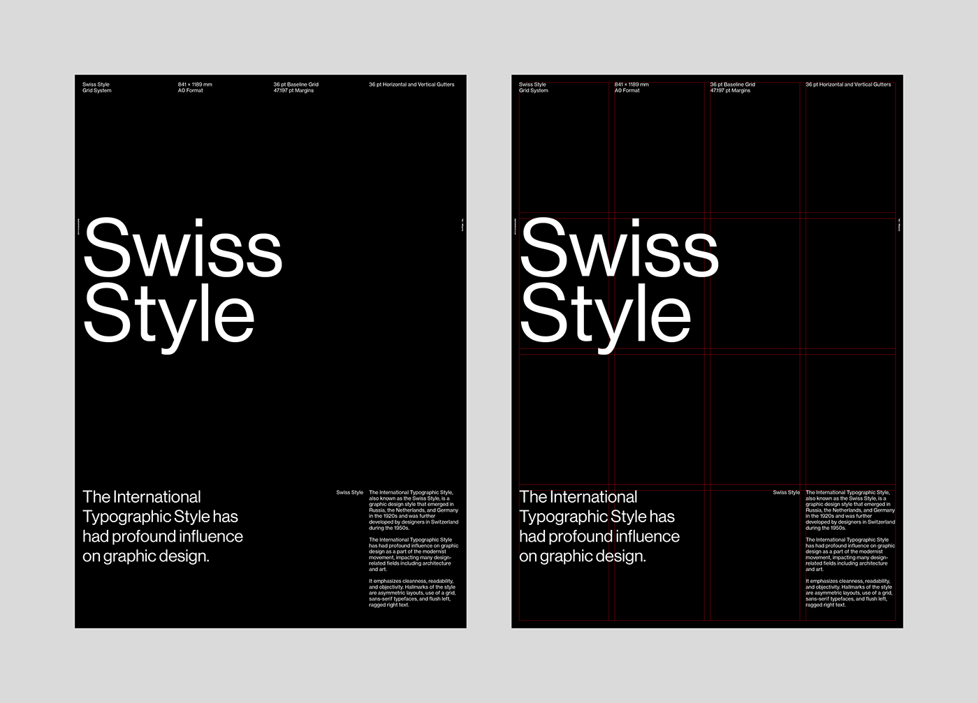 Swiss Style Poster Grid System and Style Sheets - Layout Example