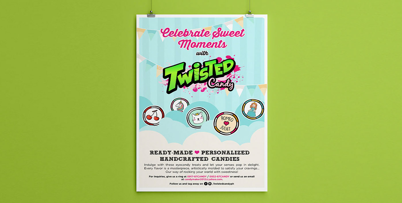 twisted candy logo design print store Candy brand identity branding  Creative Director Packaging