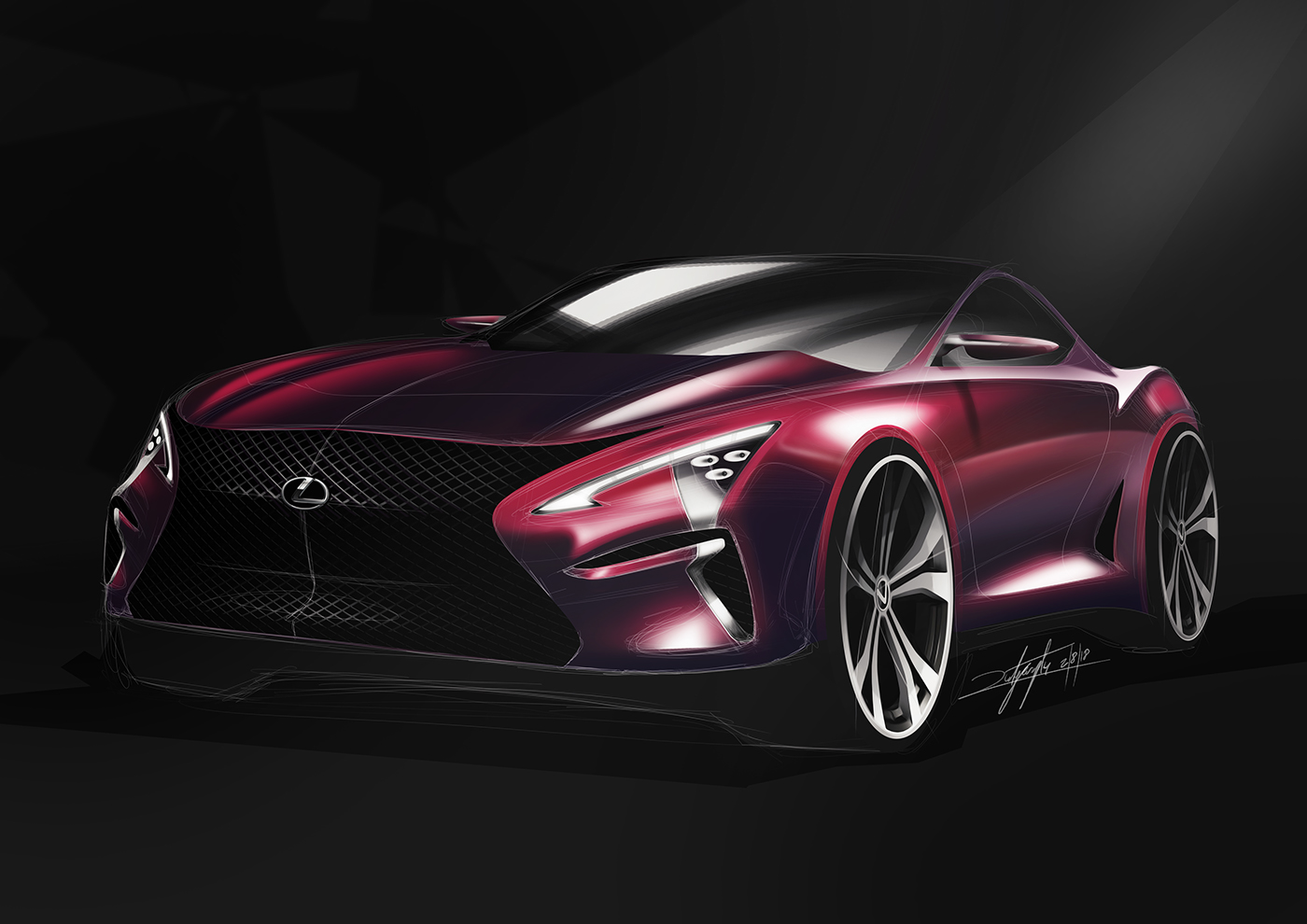 Lexus car design sketch automotive   coupe concept photoshop car design ILLUSTRATION 