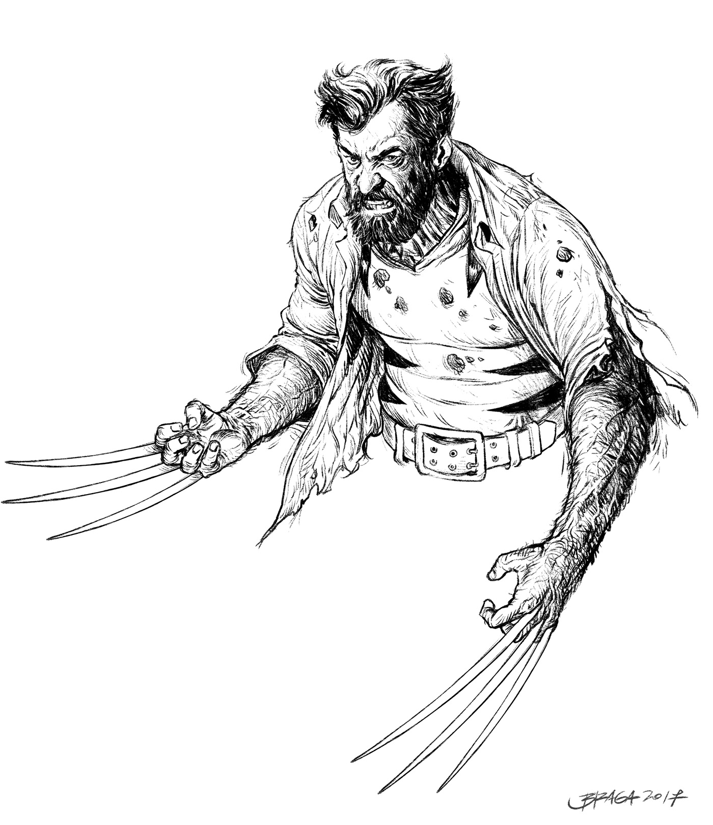 comic art digital illustration Drawing  hugh jackman logan marvel marvel comics wolverine x-men