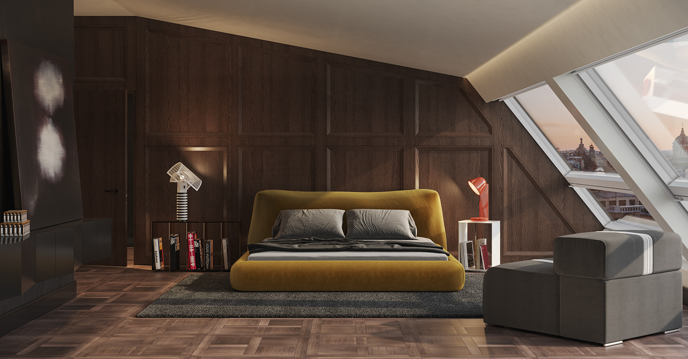 bedroom modern house interiordesign 3dsmax visualization architecture furniture scene design product