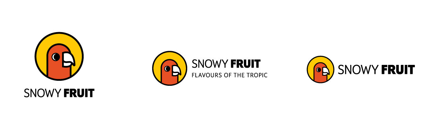 snowy Fruit logo parrot Mascot Australia branding  sweet summer