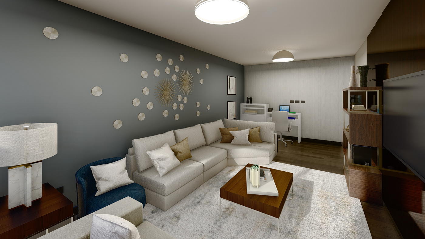 color home interior design  living room modernliving Render Residence Design texture