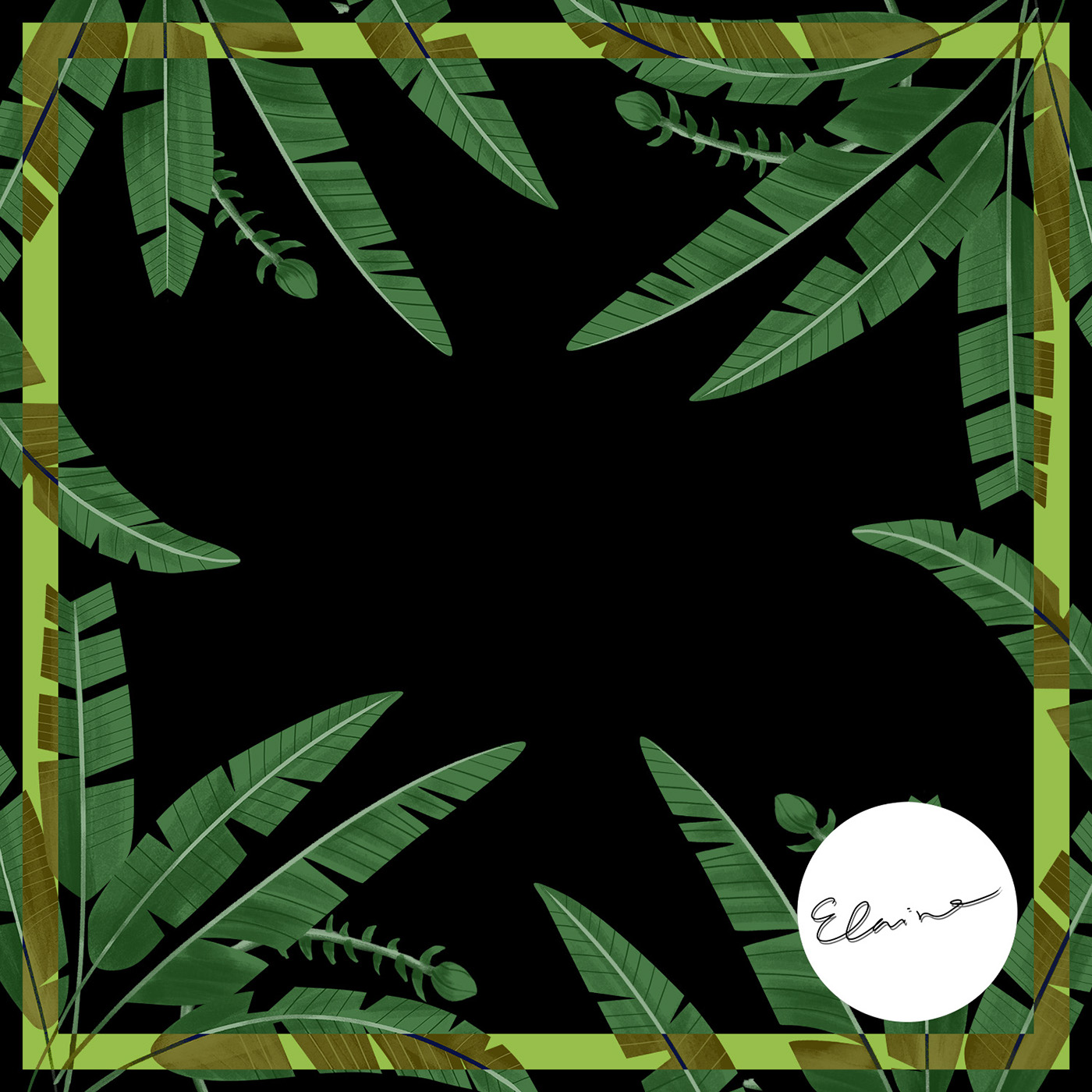 silkscarf scarfdesign tropic handpainted plants ILLUSTRATION  textilesign