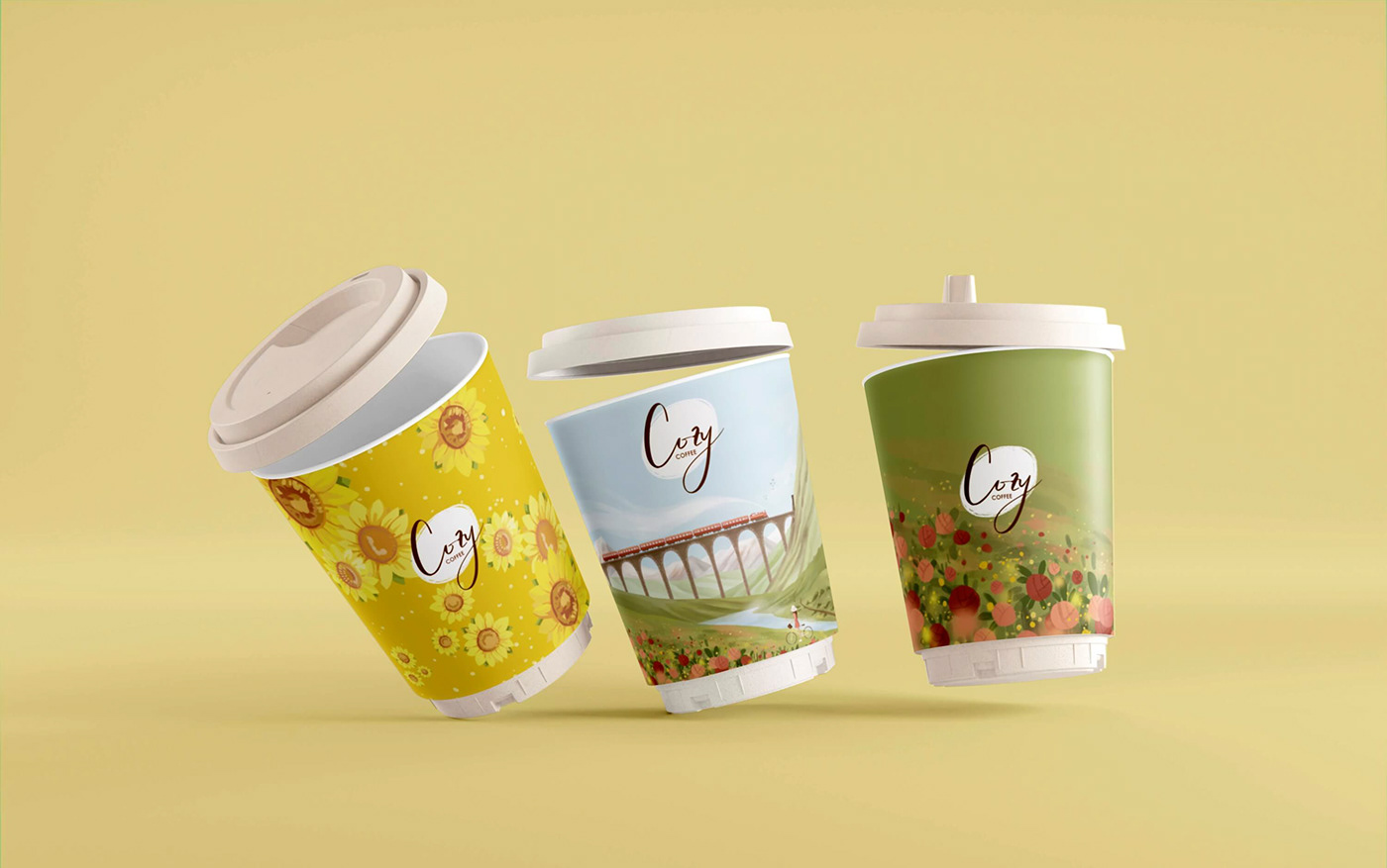 artwork Coffee coffee shop coffeeshop cup Digital Art  ILLUSTRATION  Packaging product design 