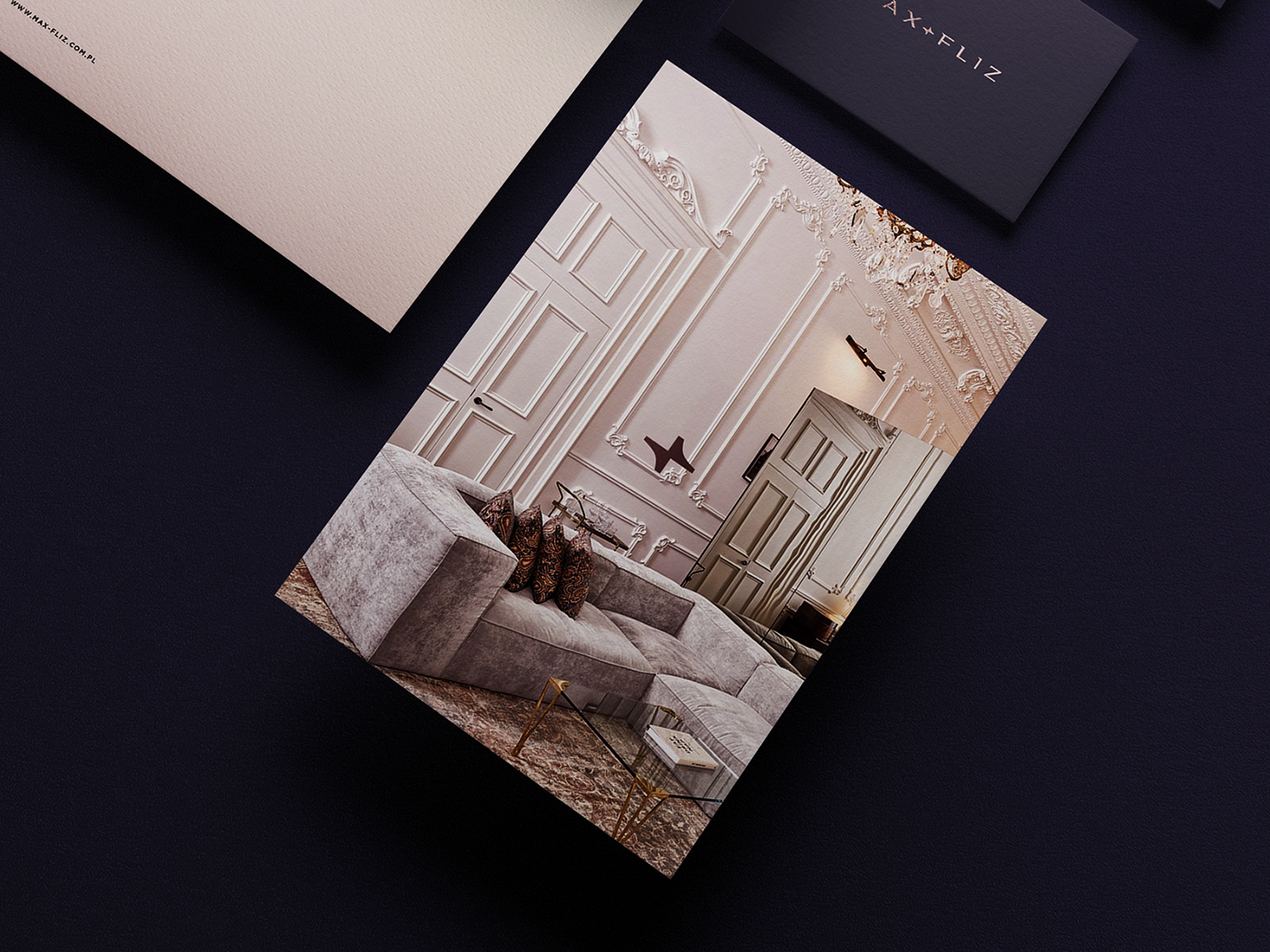 logo brand identity identity luxury Interior design business card purple Rose Gold furniture