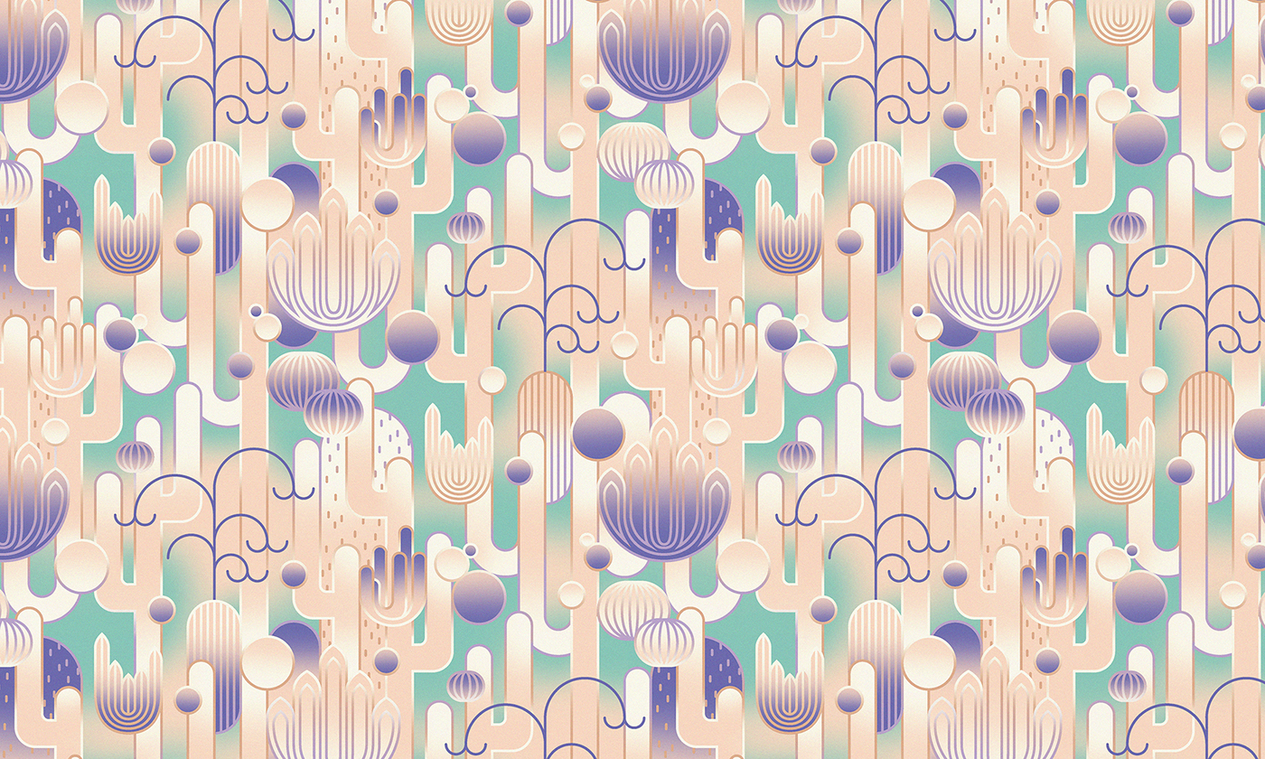 cactus color jam seamless vector gradient wallpaper