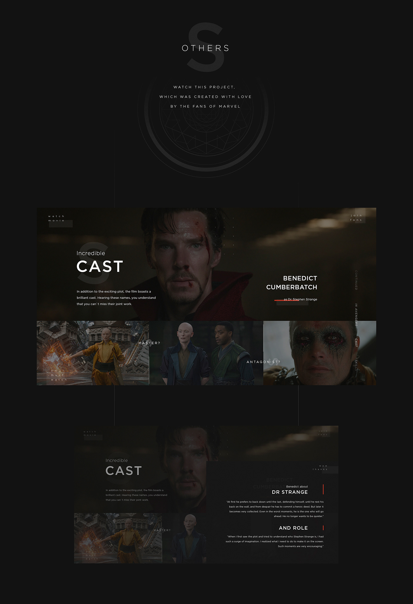 design web-design site concept marvel Doctor Strange strange Avengers movie dark