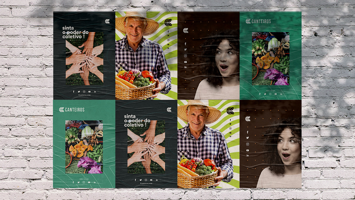  poster, human face, vegetables, organic fuits, man and woman, countryside