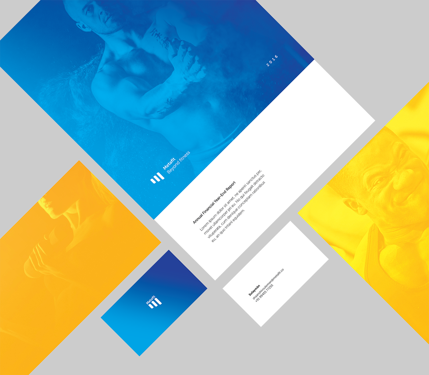 Metafit fitness logo design identity Business Cards minimal letterhead