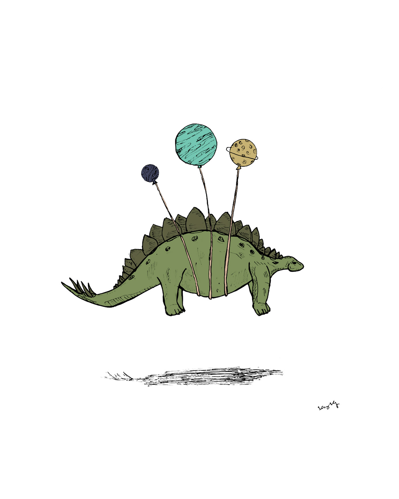 balloon Digital Art  digital illustration Dinossaur dinossauro Drawing  ILLUSTRATION  painting   planeta Planets