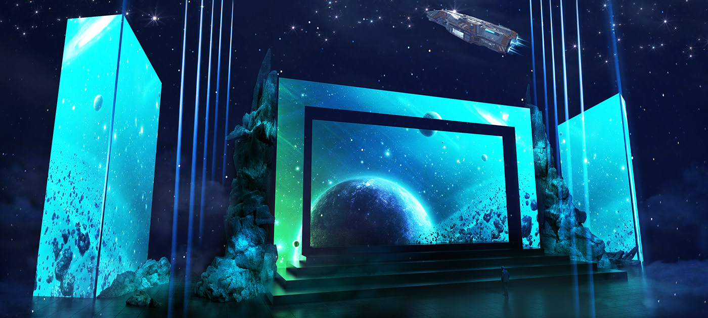 Events future galaxy graphics led set design  TRAVIS SCOTT virtual set
